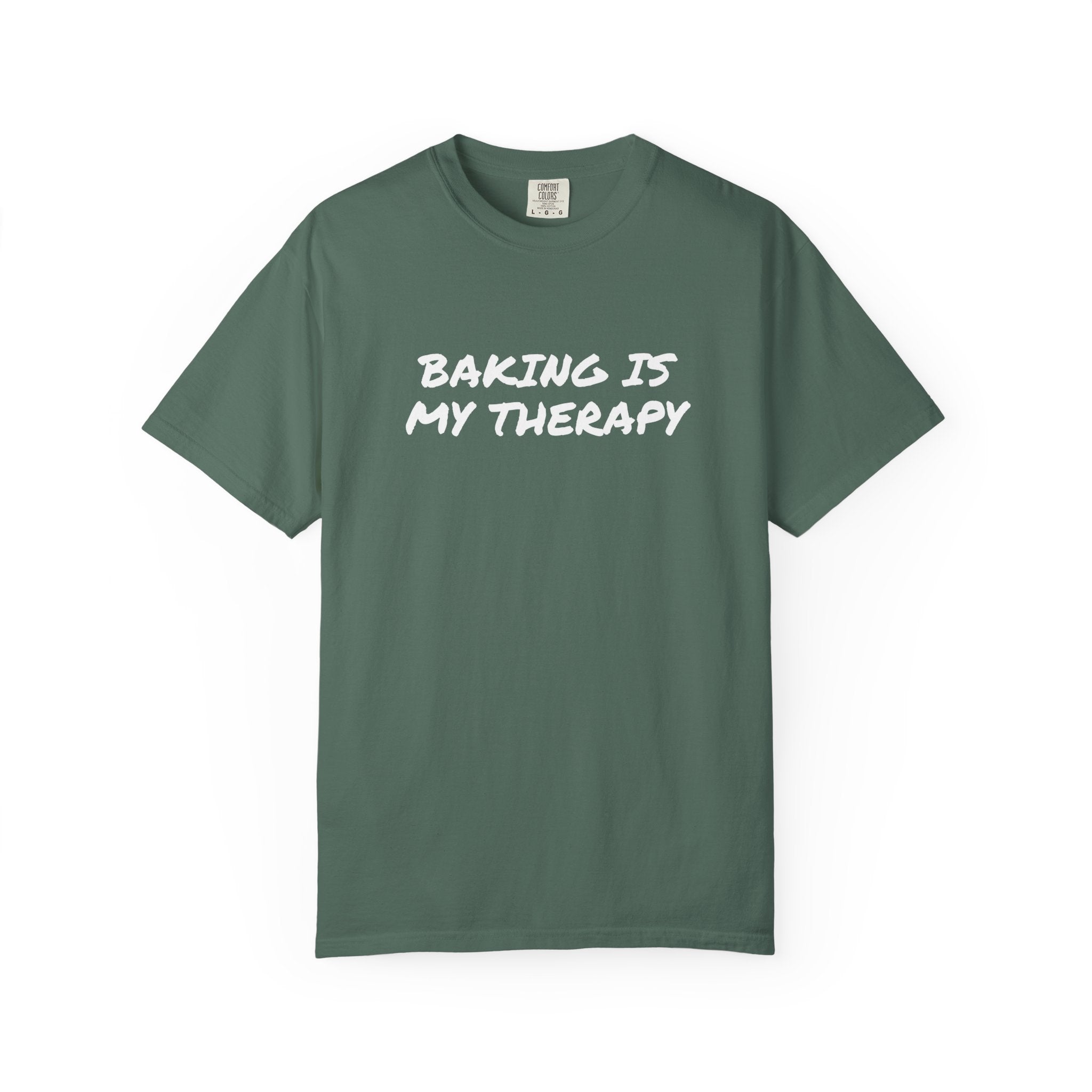 Baking Is My Therapy T‑Shirt — Cream Garment‑Dyed Comfort Tee