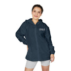Windbreaker Jacket — Subtle White Camo Hooded Zip-Up (Text on Back)