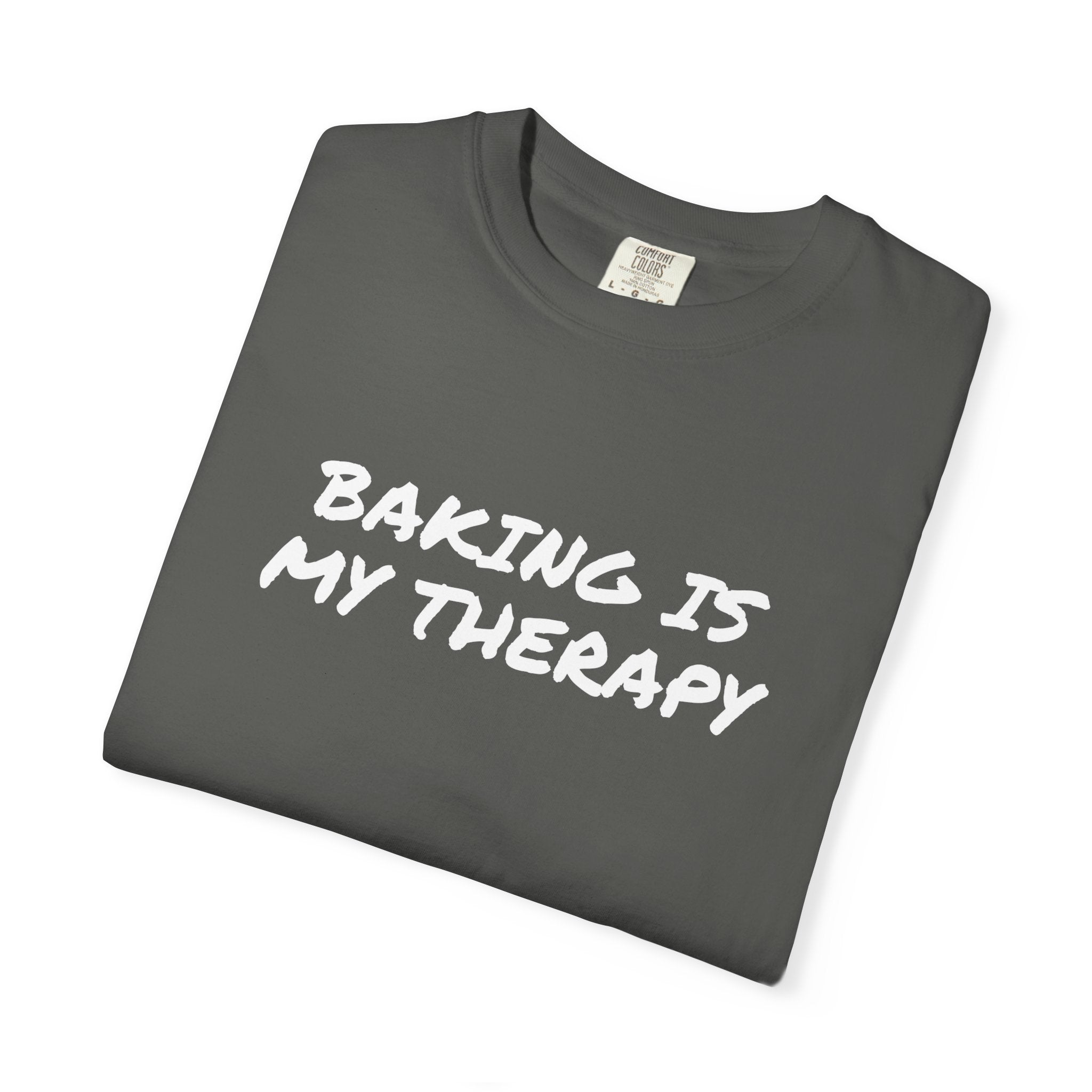 Baking Is My Therapy T‑Shirt — Cream Garment‑Dyed Comfort Tee