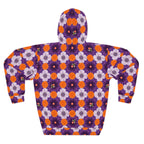 Purple & Orange Floral Hoodie — All-Over Print Cozy Pullover