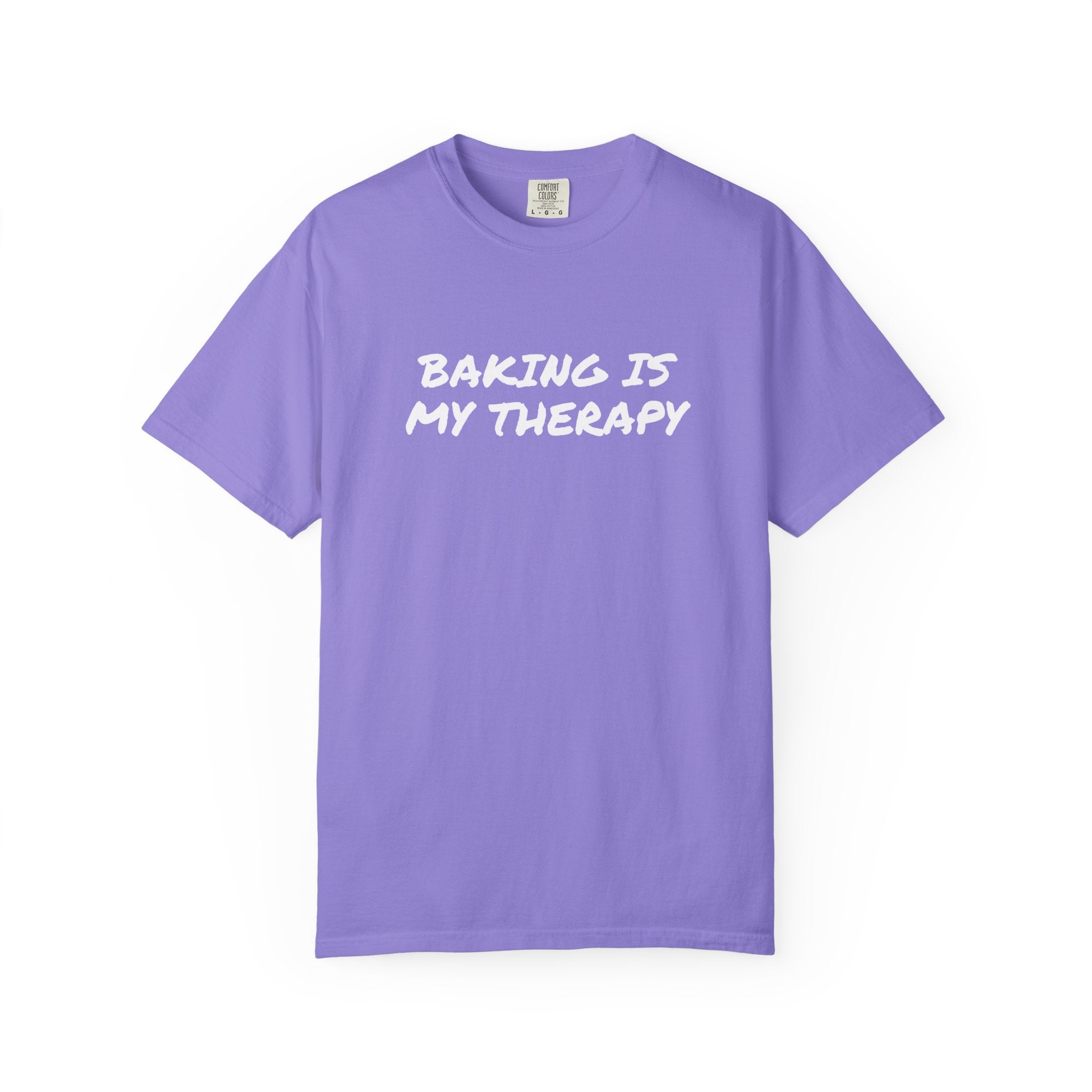 Baking Is My Therapy T‑Shirt — Cream Garment‑Dyed Comfort Tee