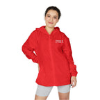 Windbreaker Jacket — Subtle White Camo Hooded Zip-Up (Text on Back)