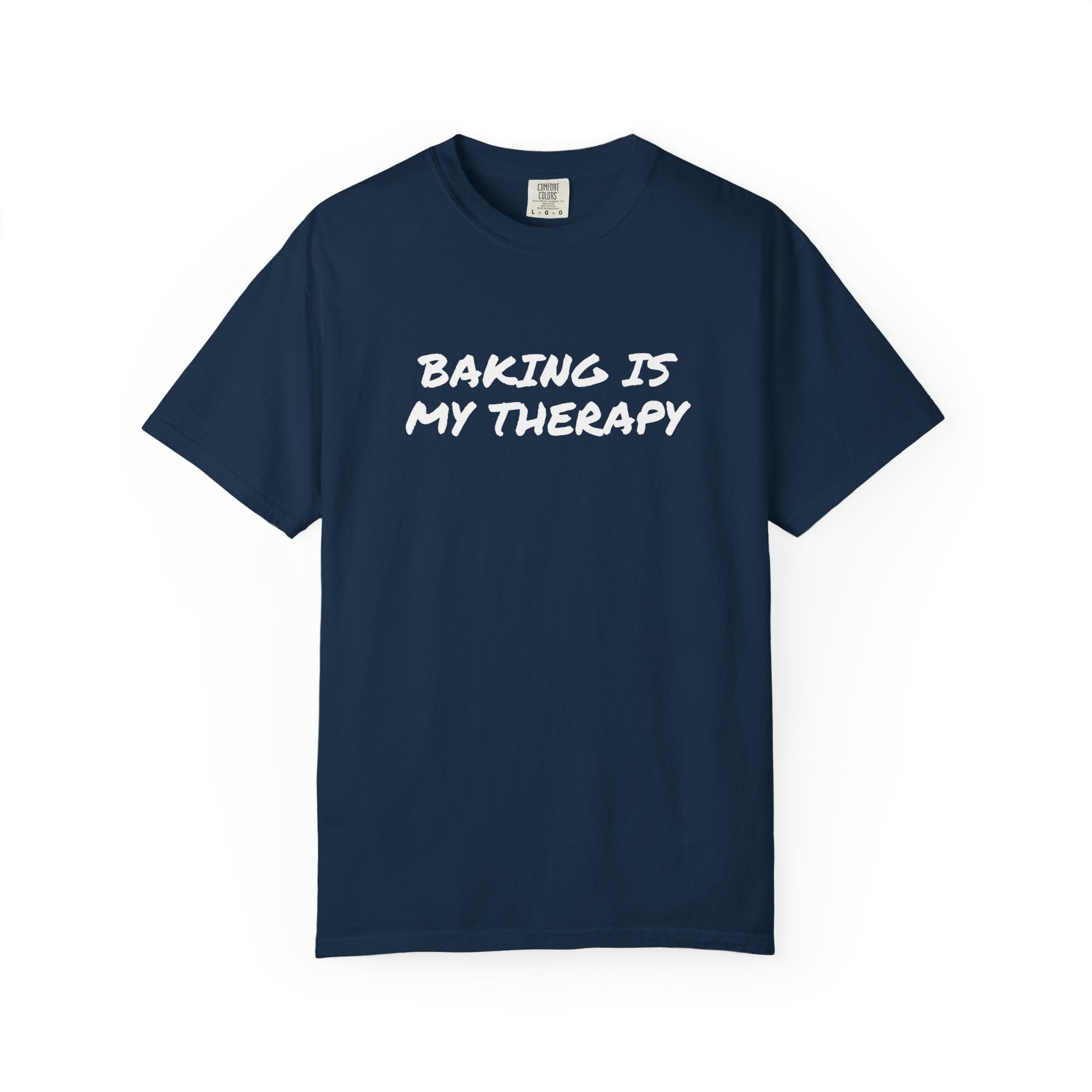 Baking Is My Therapy T‑Shirt — Cream Garment‑Dyed Comfort Tee