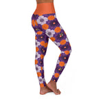 High-Waist Floral Yoga Leggings — Purple & Orange Daisy Print