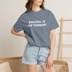 Baking Is My Therapy T‑Shirt — Cream Garment‑Dyed Comfort Tee