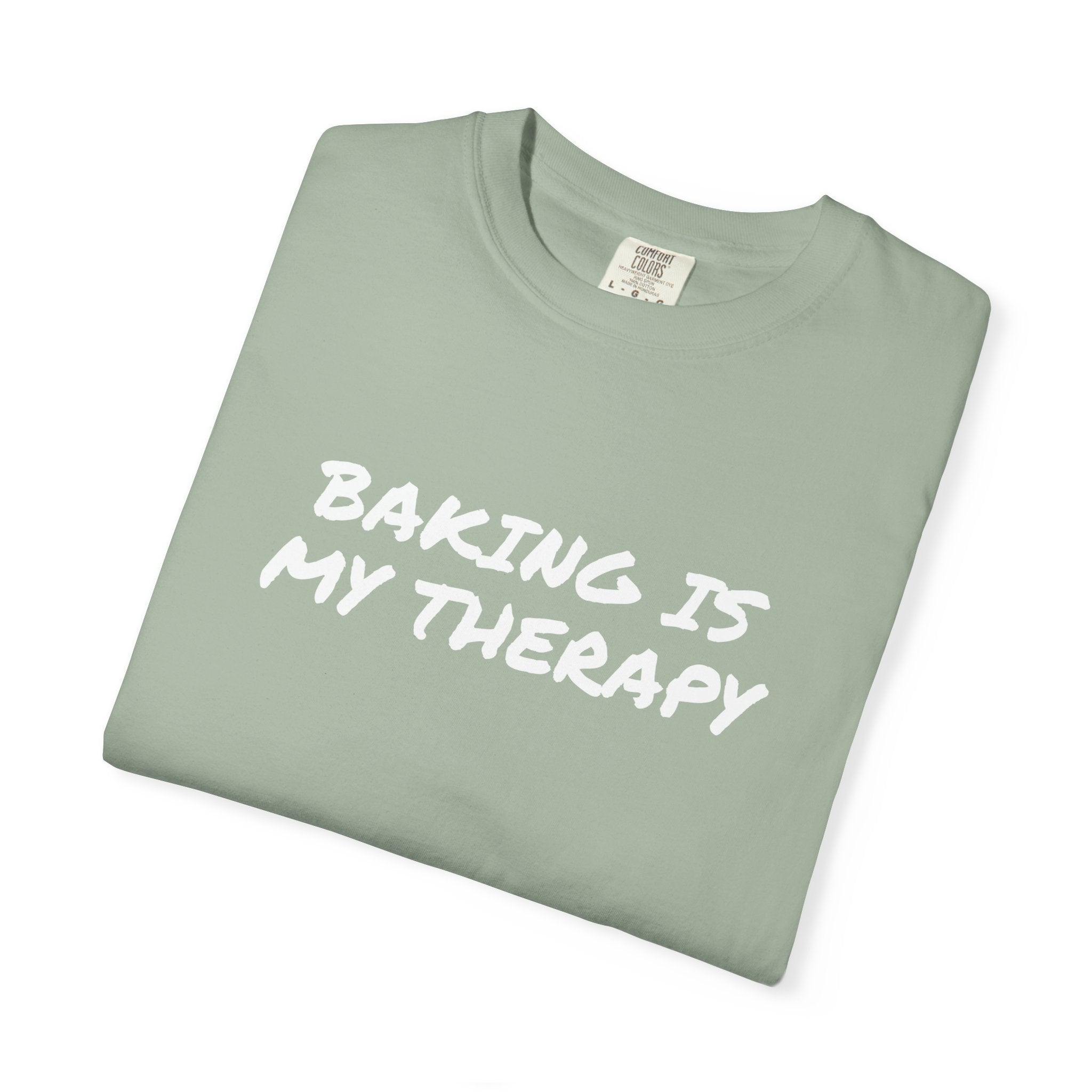 Baking Is My Therapy T‑Shirt — Cream Garment‑Dyed Comfort Tee