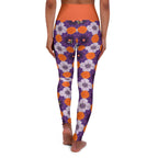 High-Waist Floral Yoga Leggings — Purple & Orange Daisy Print