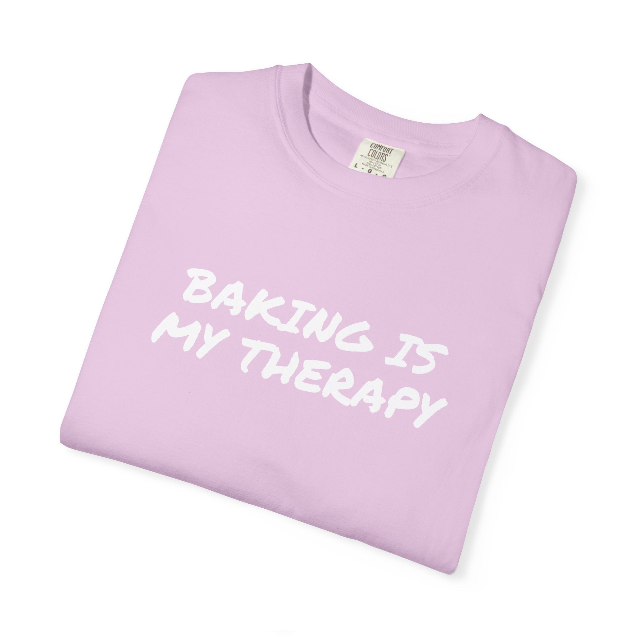 Baking Is My Therapy T‑Shirt — Cream Garment‑Dyed Comfort Tee