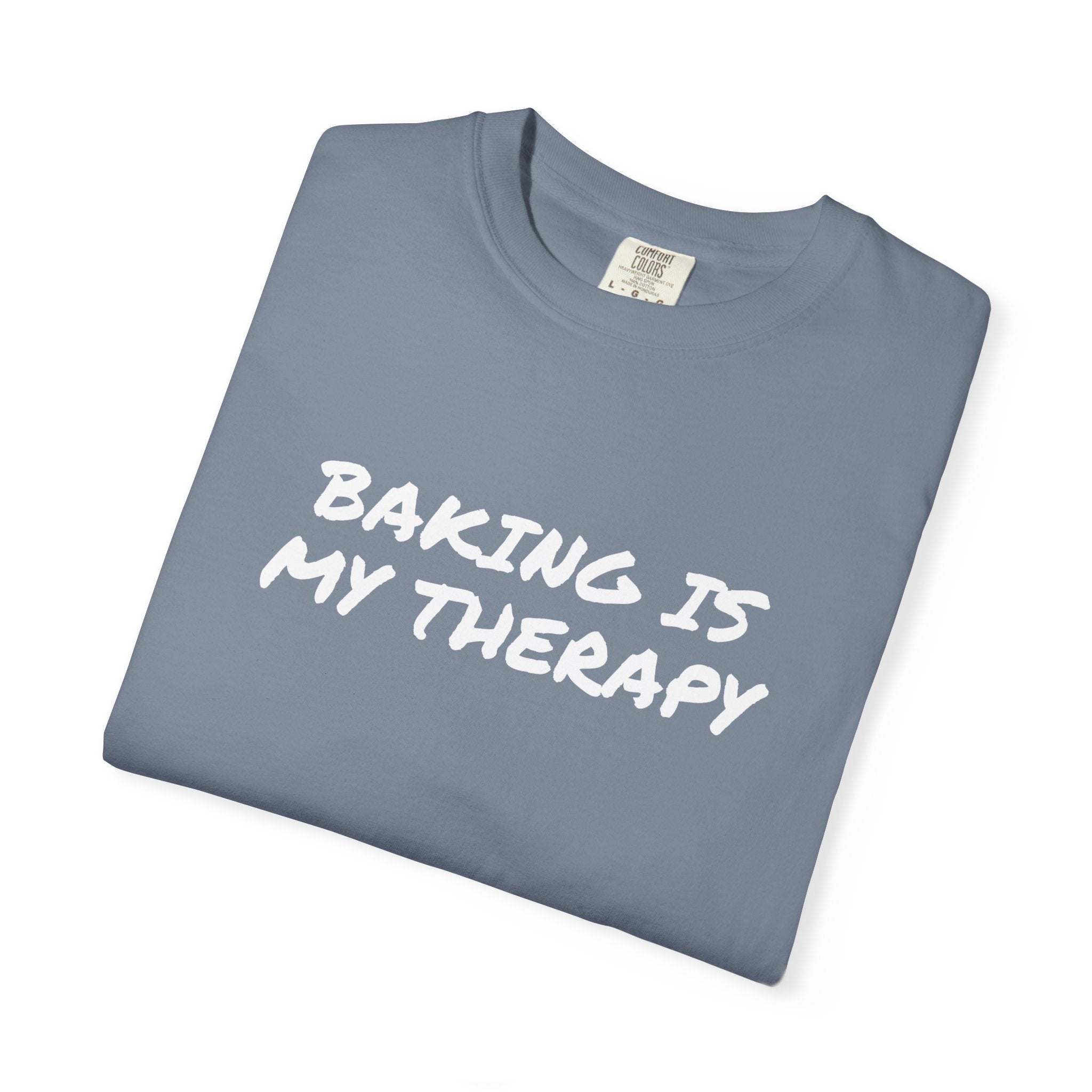 Baking Is My Therapy T‑Shirt — Cream Garment‑Dyed Comfort Tee