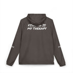 Windbreaker Jacket — Subtle White Camo Hooded Zip-Up (Text on Back)
