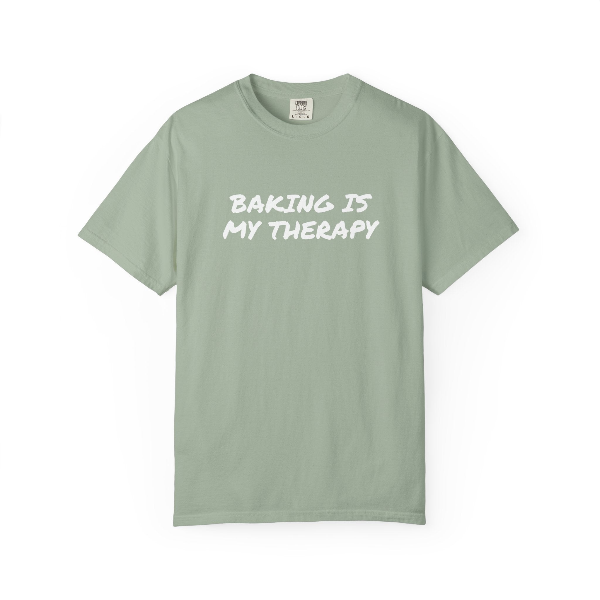 Baking Is My Therapy T‑Shirt — Cream Garment‑Dyed Comfort Tee