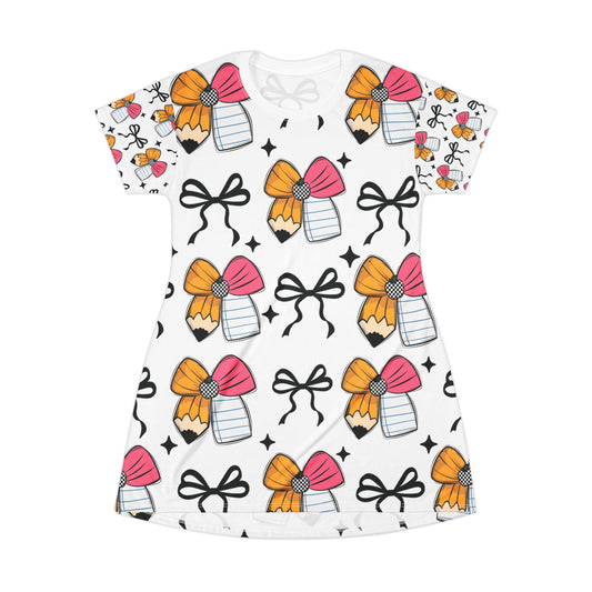 Colorful Bow T-Shirt Dress for Kids – Cute Summer Outfit, Fun Everyday Wear & Party Dress
