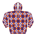 Purple & Orange Floral Hoodie — All-Over Print Cozy Pullover