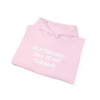 Skateboarding Is My Therapy Hoodie — Skateboard Graphic Pullover for Skate Lovers