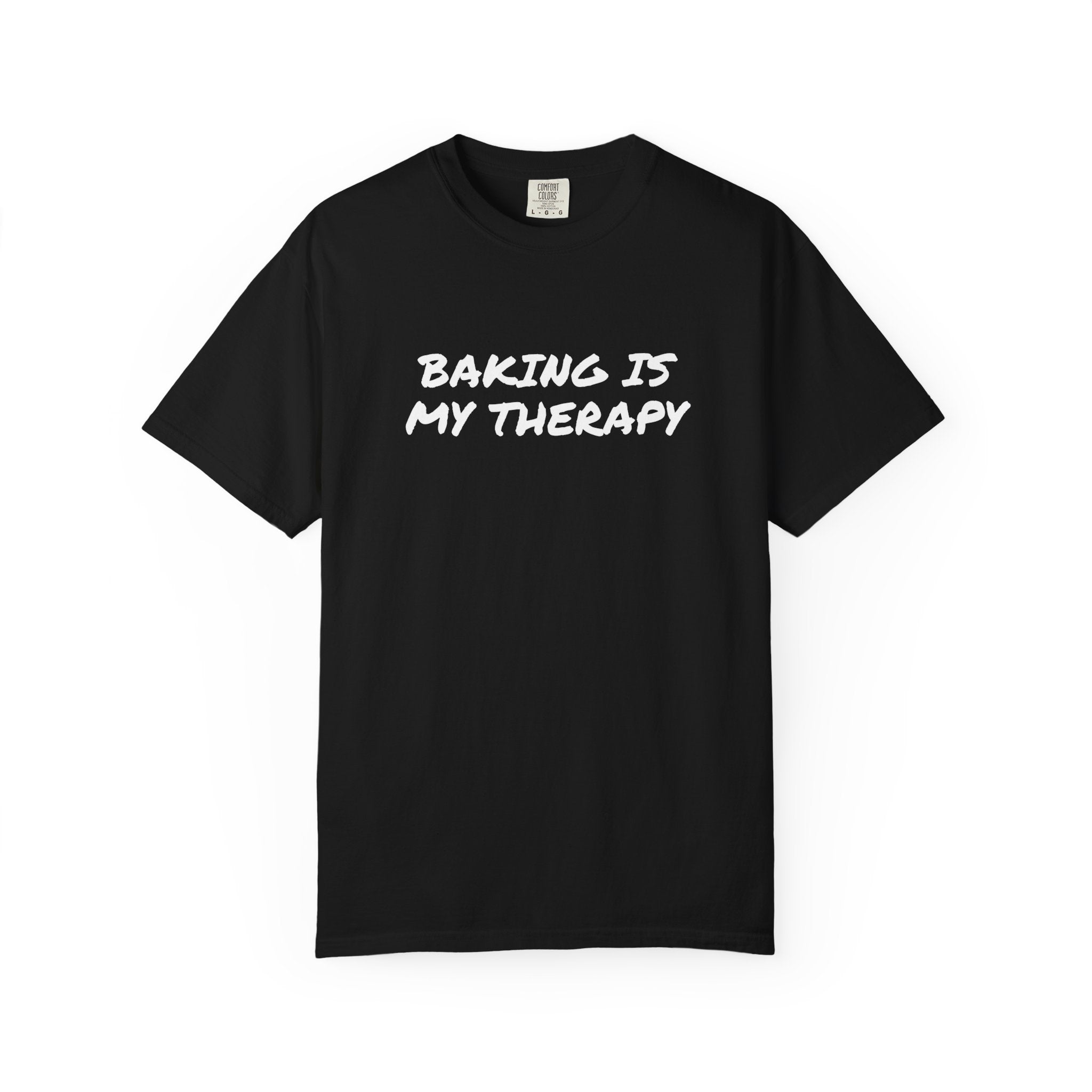 Baking Is My Therapy T‑Shirt — Cream Garment‑Dyed Comfort Tee
