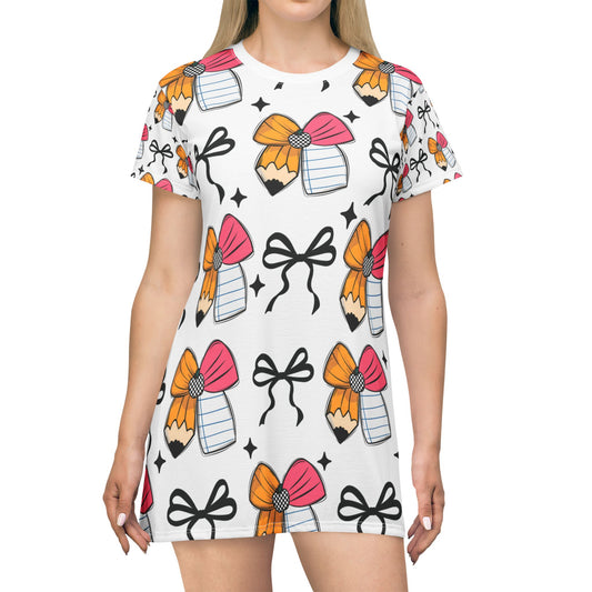 Colorful Bow T-Shirt Dress for Kids – Cute Summer Outfit, Fun Everyday Wear & Party Dress