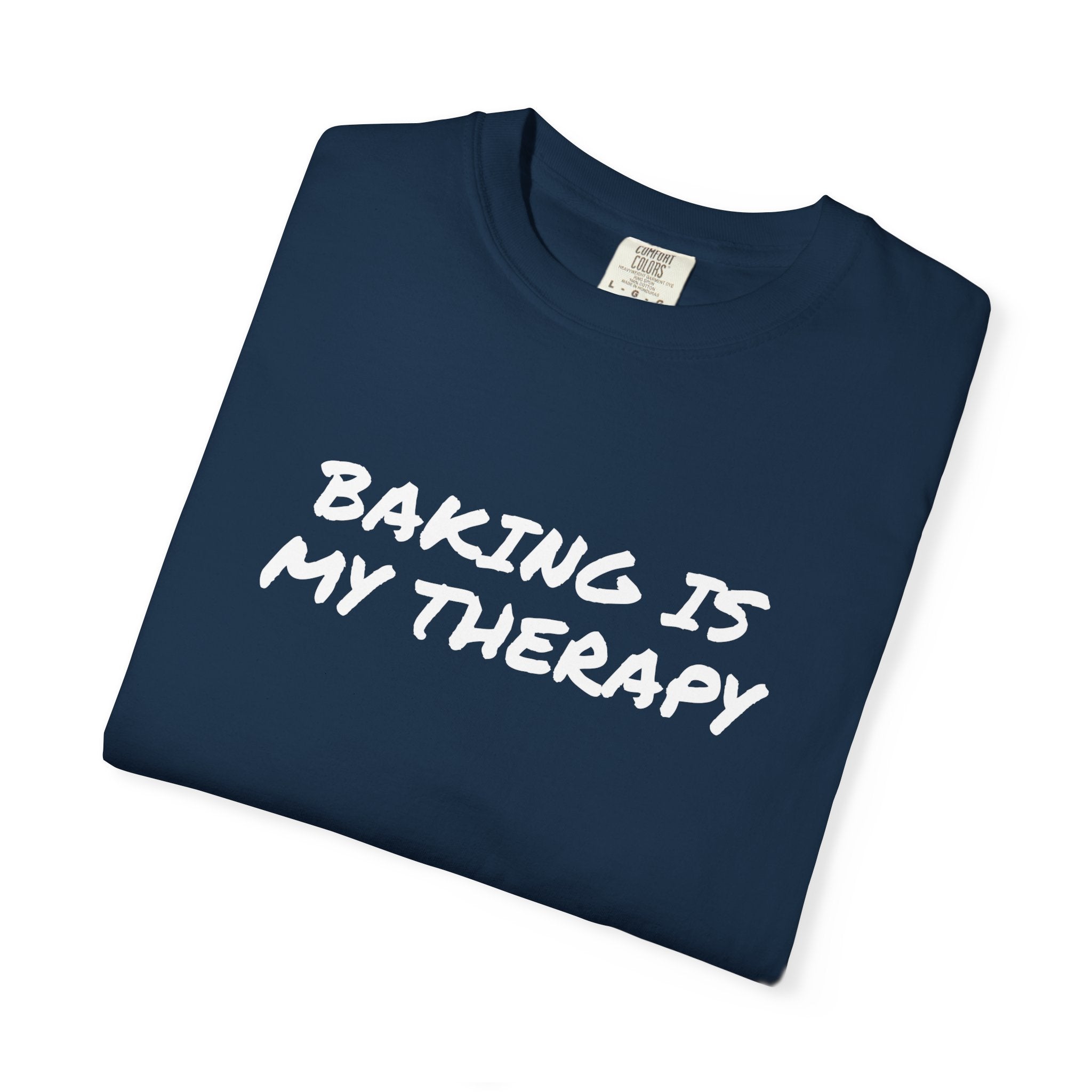 Baking Is My Therapy T‑Shirt — Cream Garment‑Dyed Comfort Tee