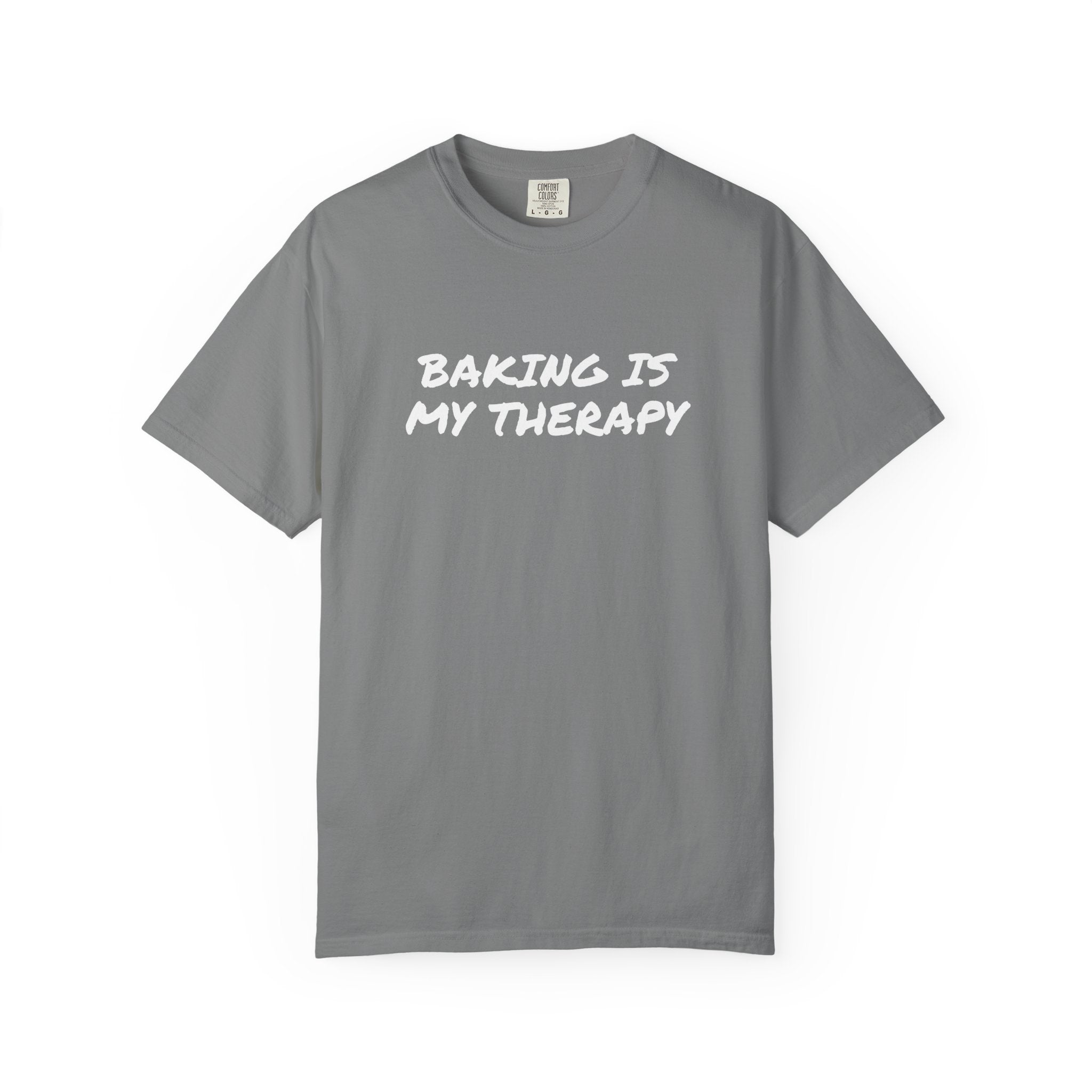 Baking Is My Therapy T‑Shirt — Cream Garment‑Dyed Comfort Tee